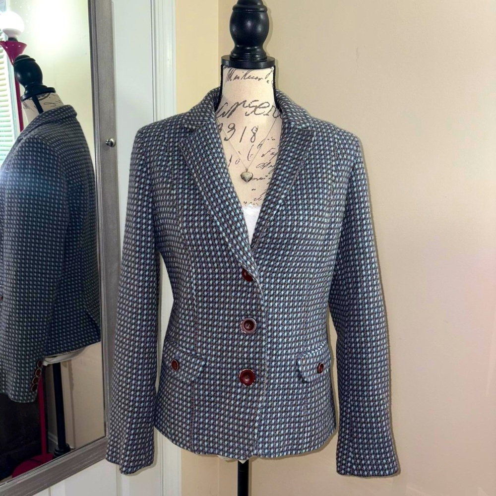 liz claiborne wool angora tweed blazer jacket - Picture 1 of 9